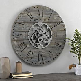 27 Inch Wood Wall Clock Rustic Grey Industrial