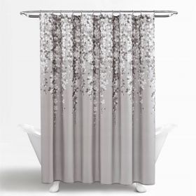 72x72 Grey Floral Weeping Flowers Shower Curtain