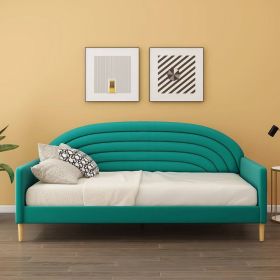 Twin Mid-Century Emerald Green Velvet Upholstered Daybed