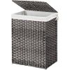 Grey Woven Rattan Laundry Hamper with Lid & Liner