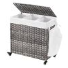 Grey Rattan 3-Bag Rolling Laundry Sorter Cart