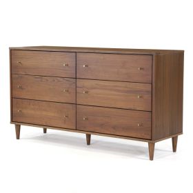 Rustic Walnut 6 Drawer Dresser