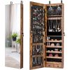 Rustic Brown Wall Mounted Jewelry Armoire Mirror