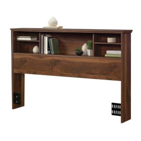 Full/Queen Farmhouse Bookcase Headboard in Brown Walnut