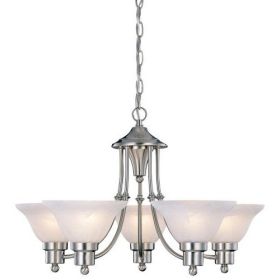 24" Brushed Nickel 5-Light Chandelier Frosted Glass