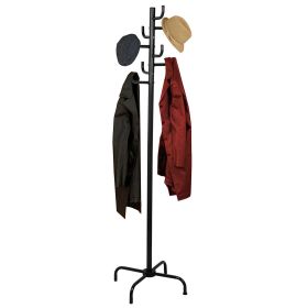 Black Metal Coat Rack Hall Tree with 8 Hooks