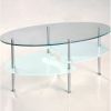 Modern Oval Glass Coffee Table with Chrome Legs