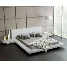 King Ash White Japanese Platform Bed Set