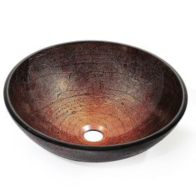 Round Copper Glass Vessel Bathroom Sink 16.5 Inch