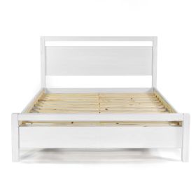 King Rustic White Solid Wood Platform Bed