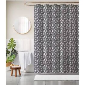 72x72 Polyester Shower Curtain Black Leaf