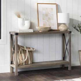 Industrial Farmhouse Console Table in Taupe Grey