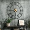 36" Farmhouse Metal & Wood Silent Wall Clock