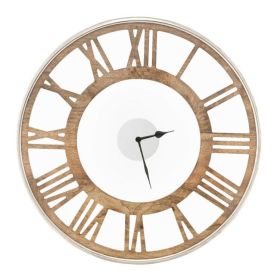 20" Farmhouse Natural Wood Roman Numeral Wall Clock
