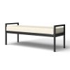 Industrial Bed Bench with Black Frame & Cream Bouclé Seat