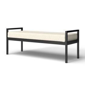 Industrial Bed Bench with Black Frame & Cream Bouclé Seat