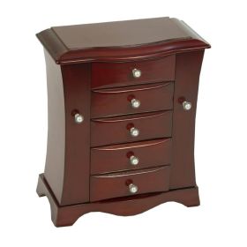 4-Drawer Jewelry Box in Cherry Mahogany Wood Finish