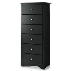 dModern Black 6 Drawer Tall Wood Dresser Chest