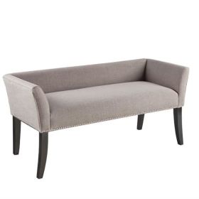 Mid-Century Grey Upholstered Accent Bench