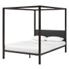 Queen Brown Metal Canopy Bed Grey Headboard