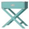 Turquoise Solid Wood Nightstand with Drawer