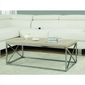 Natural Wood Coffee Table with Chrome Frame