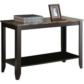 Modern Sofa Table with Faux Marble Top – Dark Brown