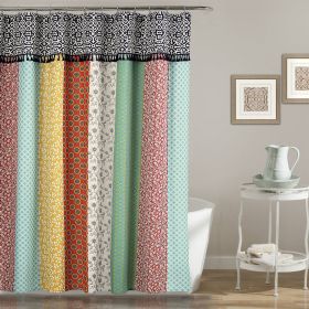 72x70 Boho Patch Floral Shower Curtain Tassel