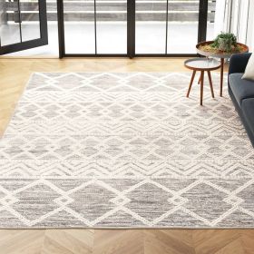 9x12 Wool Blend Area Rug Persian Grey Ivory