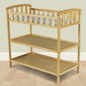 Natural Wood Baby Changing Table with Safety Rail
