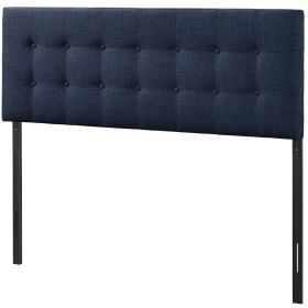 Full Navy Fabric Button-Tufted Upholstered Headboard
