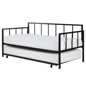 Twin Heavy Duty Steel Daybed with Roll-Out Trundle