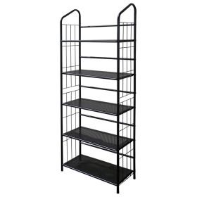 5-Tier Black Metal Bookcase Storage Shelf