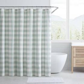 72x72 Cotton Shower Curtain Green Plaid