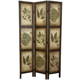 Wood Room Divider Vintage Floral Botany 3 Panel