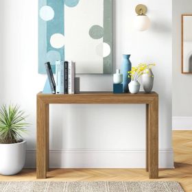 Solid Wood Modern Console Table in Medium Brown Pecan