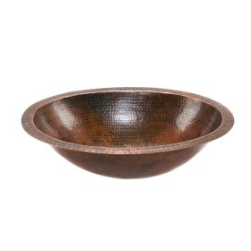 Oval Hammered Copper Vessel Bathroom Sink 17 x 12