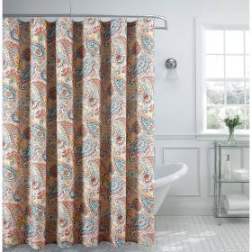 72x72 Polyester Shower Curtain Teal Paisley