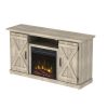 Manufactured Wood TV Stand Electric Fireplace Pine