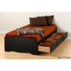 Twin XL Platform Bed Black Storage Drawers