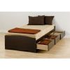 Twin XL Wood Platform Bed with 3 Drawers Espresso