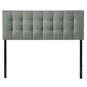 King Gray Fabric Modern Tufted Upholstered Headboard