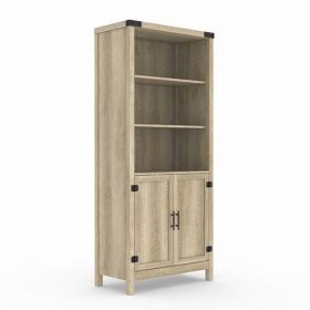 Oak Bookcase Storage Cabinet