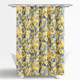 72x72 Peacock Floral Shower Curtain Yellow Blue