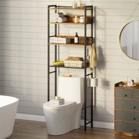 Industrial Over-Toilet Storage Shelf with Hooks & Paper Holder