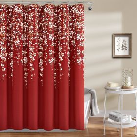 72x72 Red White Floral Weeping Flowers Shower Curtain