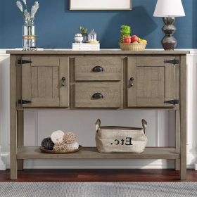 Solid Wood Farmhouse Console Table with Drawers in Rustic Taupe
