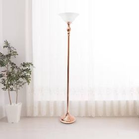 Rose Gold Torchiere Floor Lamp with White Glass Shade