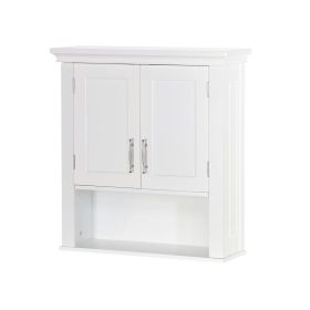 White Bathroom Wall Cabinet with Open Shelf