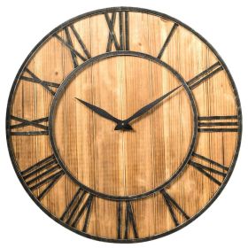 30-in Roman Numeral Wood Metal Farmhouse Wall Clock